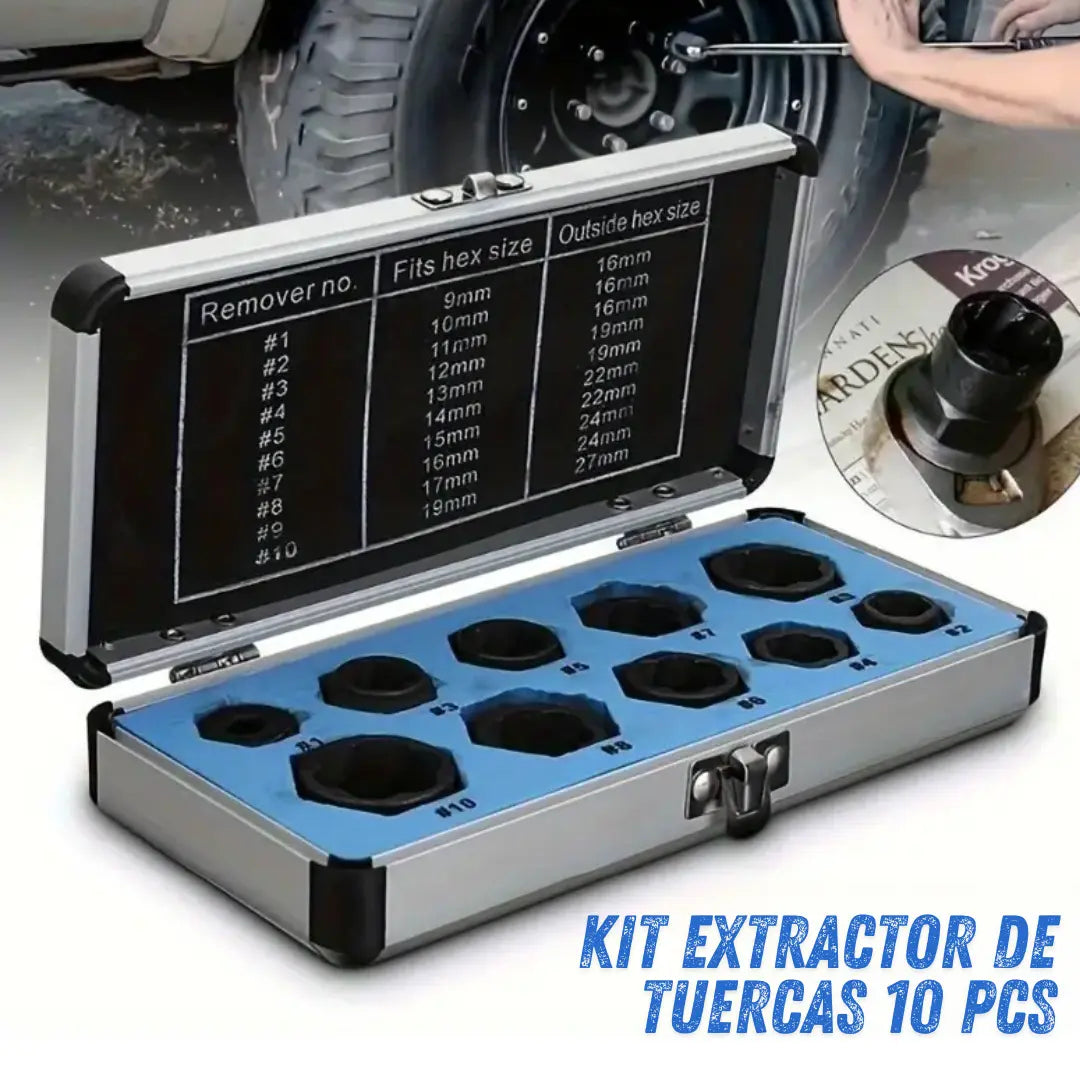 Kit extractor de tuercas dañadas